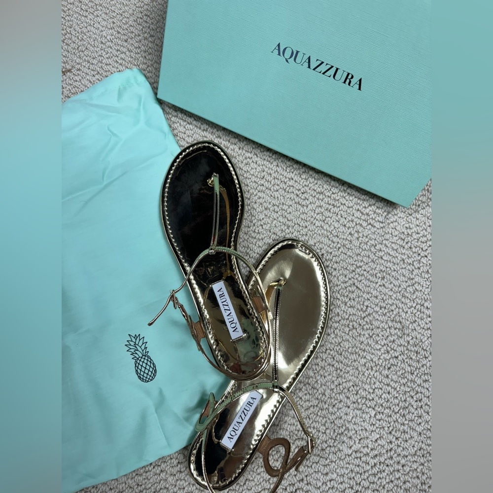 AQUAZZURA
Almost Bare metallic leather thong sandals
